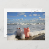 Carte Postale cochon et vache à la plage (Devant / Derrière)