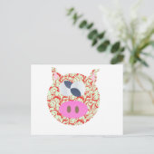 Carte Postale Cochon fou (Debout devant)