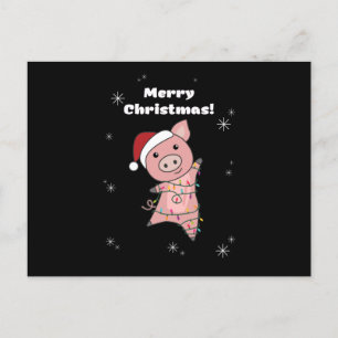 Carte Postale Cochon Joyeux Noël Animaux Cochons