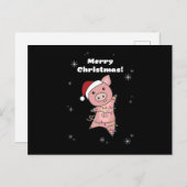 Carte Postale Cochon Joyeux Noël Animaux Cochons (Devant / Derrière)