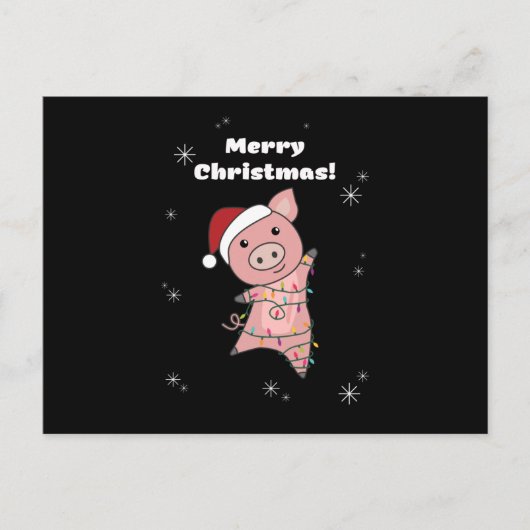 Carte Postale Cochon Joyeux Noël Animaux Cochons (Devant)