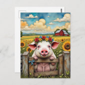 Carte Postale Cochon lunaire (Devant / Derrière)