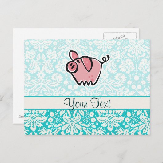 Carte Postale Cochon ; mignon (Devant / Derrière)