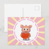 Carte Postale cochon mignon, cœur d'amour (Devant / Derrière)