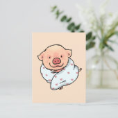 Carte Postale cochon mignon dans une couverture (Debout devant)