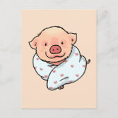 Carte Postale cochon mignon dans une couverture (Devant)