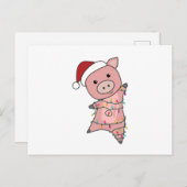 Carte Postale Cochon Noël Neige Animaux d'hiver Cochons (Devant / Derrière)