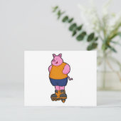 Carte Postale Cochon patineur avec des rollers (Debout devant)