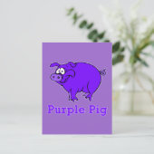 Carte Postale Cochon pourpre sur l'habillement, Mugs, Chemises b (Debout devant)