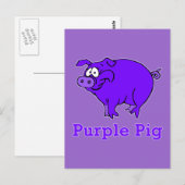 Carte Postale Cochon pourpre sur l'habillement, Mugs, Chemises b (Devant / Derrière)