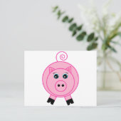 Carte Postale Cochon rose (Debout devant)
