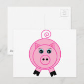 Carte Postale Cochon rose (Devant / Derrière)