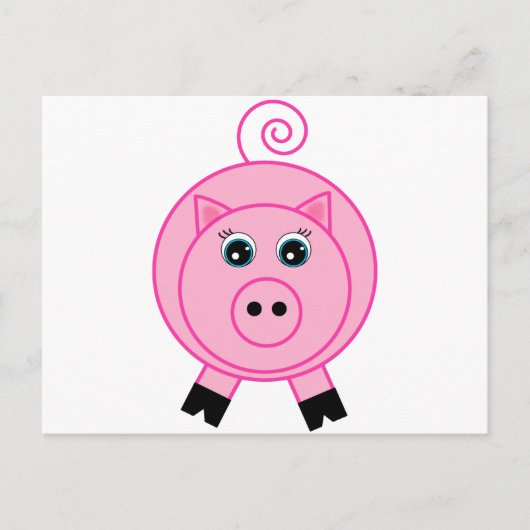 Carte Postale Cochon rose (Devant)