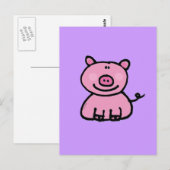 Carte Postale Cochon rose (Devant / Derrière)