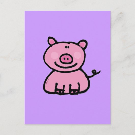 Carte Postale Cochon rose (Devant)