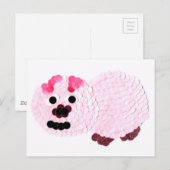 Carte Postale Cochon rose (Devant / Derrière)