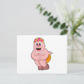 Carte Postale Cochon sautant dans l'eau (Debout devant)