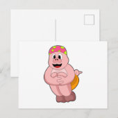 Carte Postale Cochon sautant dans l'eau (Devant / Derrière)