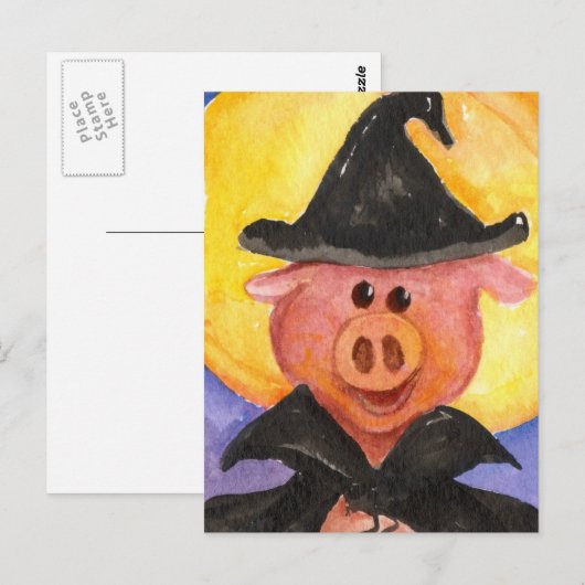 Carte Postale Cochon Sorcier (Devant / Derrière)