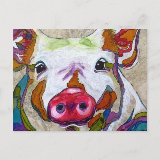 Carte Postale Cochon souriant (Devant)