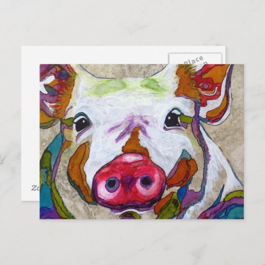 Carte Postale Cochon souriant ! (Devant / Derrière)