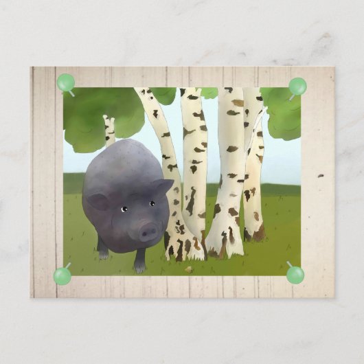 Carte Postale Cochon suspendu (Devant)