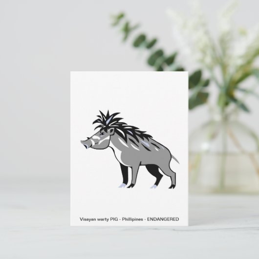Carte Postale Cochon verruqueux visayen cool - Conservation - Ph (Debout devant)