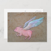 Carte Postale cochon volant (Devant / Derrière)