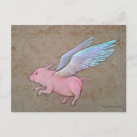 Carte Postale cochon volant (Devant)