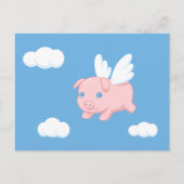 Carte Postale Cochon volant - Cochon mignon avec ailes (Devant)