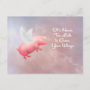 Carte postale Cochon Volant - Faites Grandir Vos A