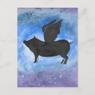 Carte Postale Cochon volant majestueux