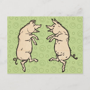 Carte Postale Cochons Antiques Dansants : Jig de Cochonnet Fanta