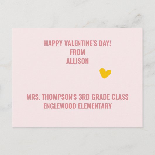 Carte Postale Cochons & Bisous - Saint Valentin de la classe de (Dos)