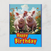 Carte Postale cochons d'anniversaire (Devant)