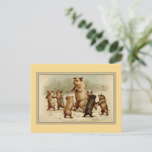 Carte Postale Cochons de danse vintages (Debout devant)