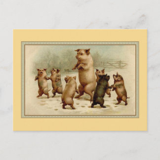 Carte Postale Cochons de danse vintages