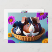 Carte Postale Cochons de guinée amusants et mignons (Devant / Derrière)