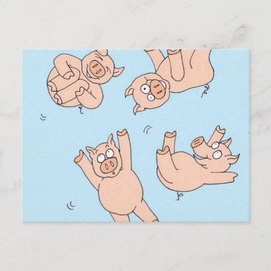 Carte Postale Cochons de Trampoline (Devant)