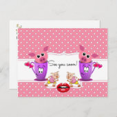 Carte postale Cochons roses Posez un point À bient (Devant / Derrière)