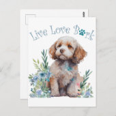 Carte Postale Cockapoo Chien Maman Floral (Devant / Derrière)