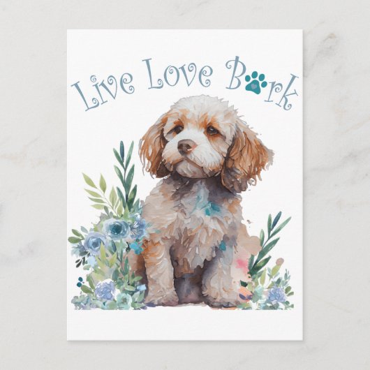 Carte Postale Cockapoo Chien Maman Floral (Devant)