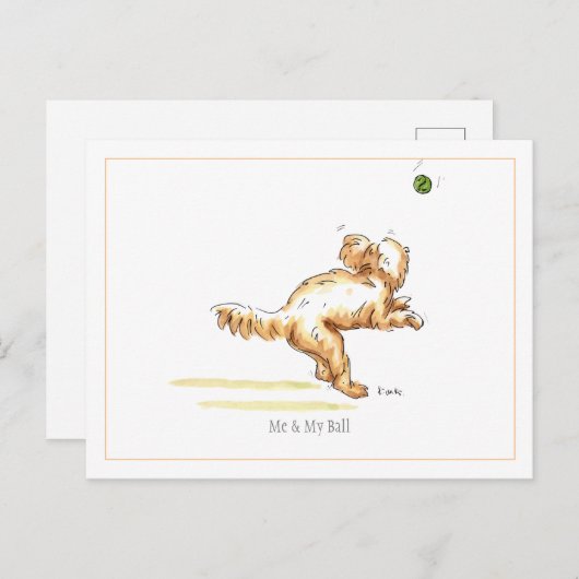 Carte Postale Cockapoo 'Me & My Ball' (Devant / Derrière)