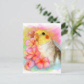 Carte Postale Cockatiel avec frangipani (Debout devant)