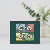 Carte Postale Cockatiel quatre couleurs (Debout devant)