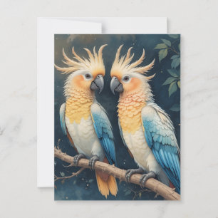Carte Postale Cockatoo Parrot Couple