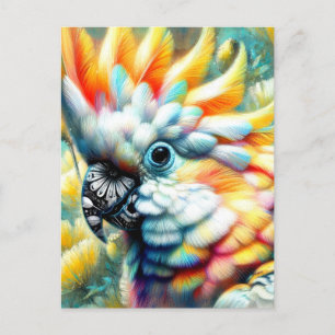 Carte Postale Cockatoo Whimsal Oiseau Pépites jaunes Floral