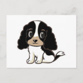 Carte Postale cocker anglais spaniel noir blanc et bronze dessin (Devant)