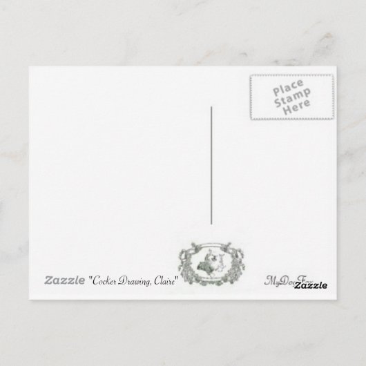 Carte Postale Cocker Drawing, Claire (Dos)