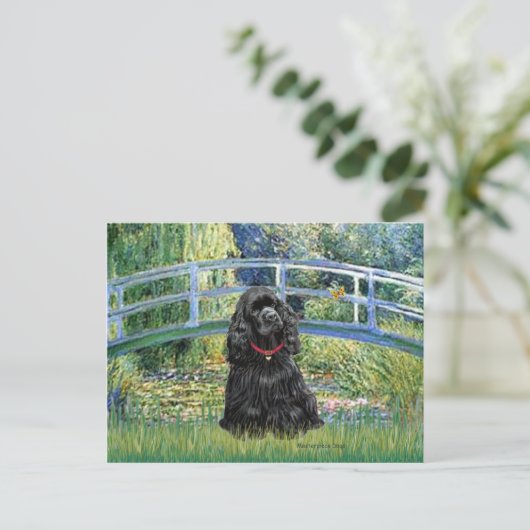 Carte Postale Cocker (noir) - Pont (Debout devant)